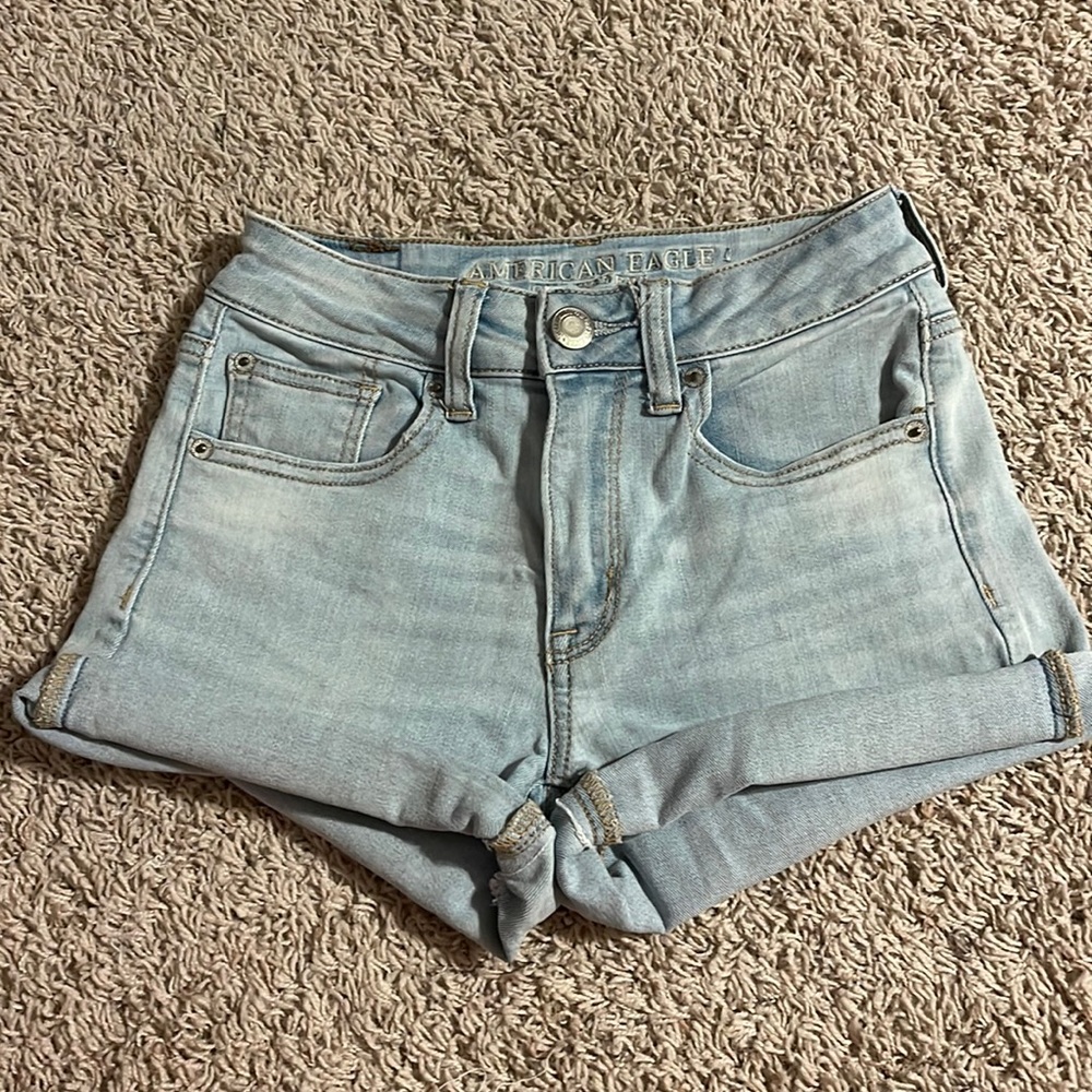 Light wash American eagle high rise denim shorts